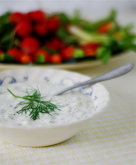 cucumber yogurt dip with baby dill ~ tzatziki