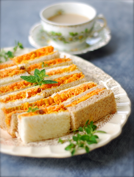 carrot cheddar curry tea sandwiches