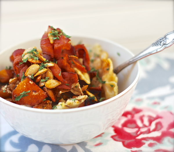 bacony butternut bowtie bake